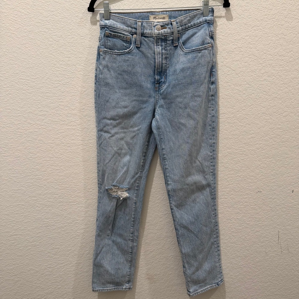 Madewell The Perfect Vintage Crop Jean Light Wash Distressed High Rise Size 25